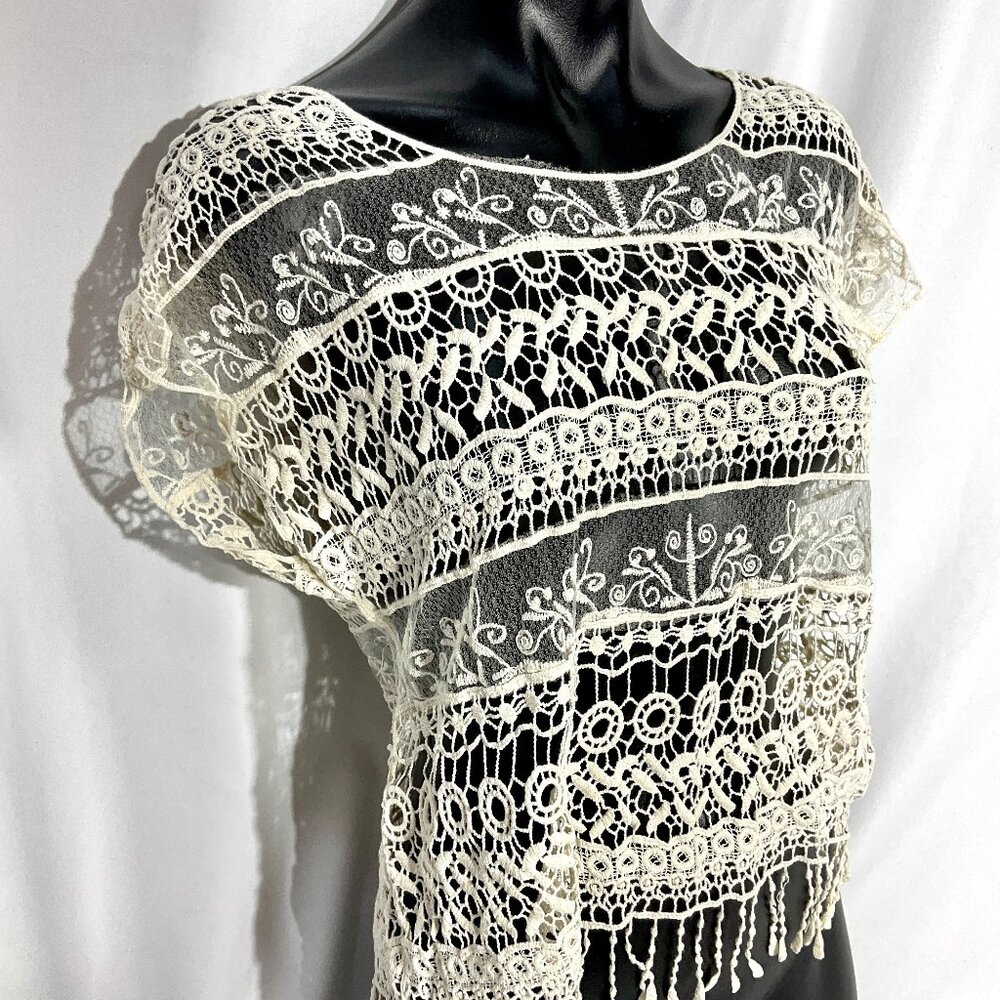 Vivid Collection Lace Top Sz Med Blouse Womens